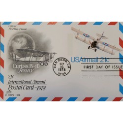 J) 1978 UNITED STATES, INTERNATIONAL AIRMAIL, POSTCARD, AIRPLANE, AIRMAIL, CIRCULATED COVER, FROM SAN DIEGO