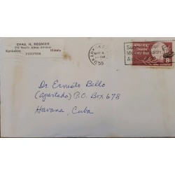 J) 1959 UNITED STATES, WORDL PEACE TROUGHT WORLD TRADE, WITH SLOGAN CANCELLATION, AIRMAIL, CIRCULATED