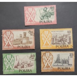 SO) 1954 POLAND, BUILDINGS, MACHINERY, MILITARY, INDUSTRY, SERIES OF 5 RINGS
