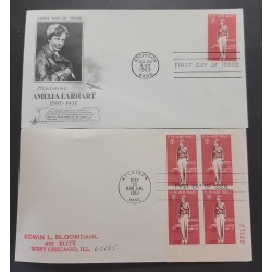 SO) 1963 USA, HONOR AMELIA EARHART, 1897-1937, SERIES OF 2 FDC, AIRMAIL