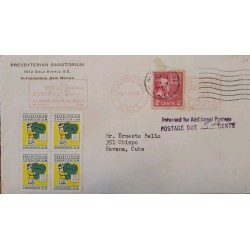 J) 1955 UNITED STATES, METTER STAMPS, YOUR HOSPITAL, SOUTH WESTERN PRESBYTERIAN SANATORIUM, BLOCK OF 4
