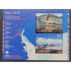 SO) 2016 ARGENTINA, 1991/2016 FROM THE SIGNATURE OF THE PROTOCOL TO THE ANTARCTIC TREATY, SOUVENIR SHEET, MNH