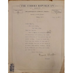 J) 1917 ENGLAND, THE COHOES REPUBLICAN, REVENUE DOCUMENT LITIGE, XF
