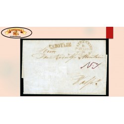 O) 1856 CHILE, CABOTAJE, BY SEA, FROM PENCO, CABOTAJE HS STRAIGHT LINE IN RED ALONGSIDE, VALPARAISO CHILE ARRIVEL, SOME