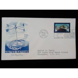 J) 1962 UNITED NATIONS, COMPASS ROSE, WITH SLOGAN CANCELLATION, FDC