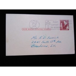 J) 1958 UNITED STATES, EAGLE, TB SEALS, WITH SLOGAN CANCELLATION, POSTCARD, POSTAL STATIONARY, AIRMAIL, CIRCULATED COVER