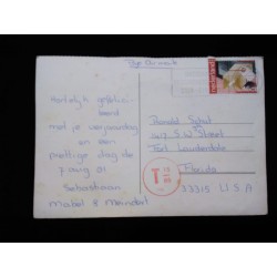 J) 1985 NETHERLAND, POSTCARD, WITH SLOGAN CANCELLATION, AIRMAIL, CIRCULATED COVER, FROM NETHERLAND TO FLORIDA