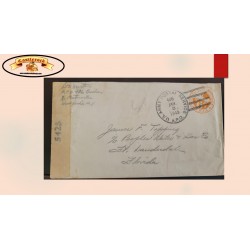 O) 1945 UNITED STATES, - USA, STAMPED ENVELOPE AND AIR LETTER,  AIRPLANE 6c orange EMBOSSED, CIRCULATED TO FLORIDA
