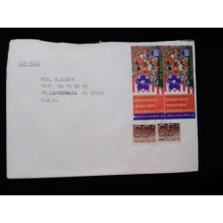 J) 1994 NETHERLAND, NUMERALS, FOOTBALL, MULTIPLE STAMPS, AIRMAIL, CIRCULATED COVER, FROM NETHERLAND TO USA