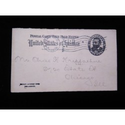 J) 1900 UNITED STATES, LINCOLN, POSTCARD, POSTAL STATIONARY, AIRMAIL, CIRCULATED COVER, FROM USA TO CHICAGO