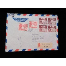 J) 1951 GREECE, MULTIPLE STAMPS, AIRMAIL, CIRCULATED COVER, FROM GREECE TO USA
