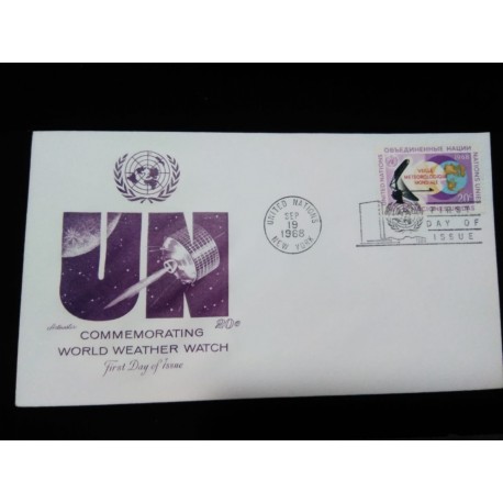 J) 1968 UNITED NATIONS, COMMEMORATING WORLD WEATHER WATCH, FDC