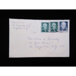 J) 1956 UNITED STATES, THOMAS JEFFERSON, EISENHOWER, MULTIPLE STAMPS, AIRMAIL, CIRCULATED COVER, FROM CALIFORNIA TO NEW YORK