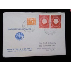 J) 1956 NETHERLAND, NUMERALS, THE NETHERLANDS POSTAL AND TELECOMMUNICATIONS SERVICES, AIRMAIL, CIRCULATED COVER