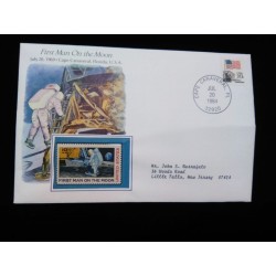 J) 1984 UNITED STATES, FIRST MAN ON THE MOON, FLAG, SPACE, AIRMAIL, CIRCULATED COVER, FROM USA TO NEW JERSEY