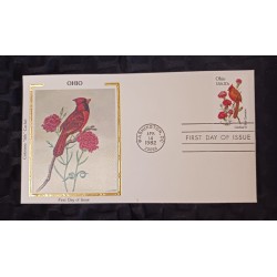 J) 1982 UNITED STATES, OHIO, RED BIRD, FLOWERS, FDC