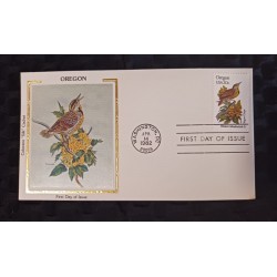 J) 1982 UNITED STATES, OREGON, BIRD, FLOWERS, FDC