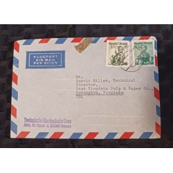 J) 1957 GERMANY, PEASANT, AIRMAIL, CIRCULATED COVER, FROM GERMANY TO VIRGINIA