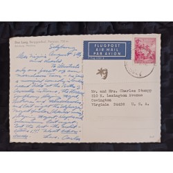 J) 1947 GERMANY, LANDSCAPE, CITY, POSTCARD, AIRMAIL, CIRCULATED COVER, FROM GERMANY TO VIRGINIA