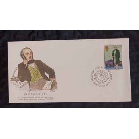 J) 1979 ENGLAND, SIR ROWLAND HILL, FAR SIGHTED POSTAL REFORMER, ROWLAND HILL IS BEST KNOWN AS FATHER OF THE FIRST