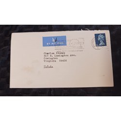 J) 1954 ENGLAND, QUEEN ELIZABETH II, WITH SLOGAN CANCELLATION, AIRMAIL, CIRCULATED COVER, FROM ENGLAND TO VIRGINIA