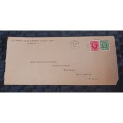 J) 1936 ENGLAND, KING, MULTIPLE STAMPS, AIRMAIL, CIRCULATED COVER, FROM LIVERPOOL TO SOUTH CAROLINA, XF