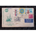 J) 1972 INDIA, OLYMPIC GAMES, SHIELD, BOAT, MULTIPLE STAMPS, AIRMAIL, CIRCULATED COVER, FROM INDIA