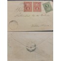 J) 1880 PARAGUAY, NUMERAL, 2 CENTS RED, 2 CENT GREEN, MULTIPLE STAMPS, CIRCULATED COVER, FROM PARAGUAY TO VILLA RICA