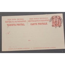 J) 1893 PARAGUAY, 4 CENTS RED, UNIVERSAL POSTAL UNION, POSTCARD, POSTAL STATIONARY, XF