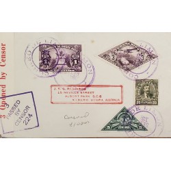 J) 1941 COSTA RICA, NATIONAL MONUMENT, FIRST ANNUAL FAIR OF COSTA RICA, JULIAN VOLIO, MULTIPLE STAMPS, OPEN BY CENSOR