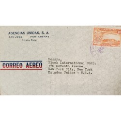 J) 1941 COSTA RICA, COSTA RICA UNIVERSITY, AIRMAIL, CIRCULATED COVER, FROM COSTA RICA TO NEW YORK