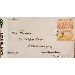 J) 1942 COSTA RICA, HEREDIA NATIONAL SCHOOL, OPEN BY EXAMINER, MULTIPLE STAMPS, AIRMAIL, CIRCULATED COVER