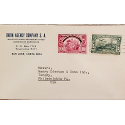 J) 1940 COSTA RICA, ANGEL, WITH SLOGAN CANCELLATION, AIRMAIL, CIRCULATED COVER, FROM COSTA RICA TO PHILADELPHIA