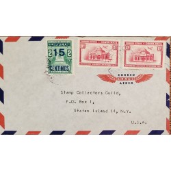 J) 1937 COSTA RICA, NATIONAL BAK NOTE, MULTIPLE STAMPS, AIRMAIL, CIRCULATED COVER, FROM COSTA RICA TO NEW YORK