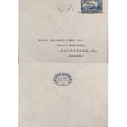 J) 1938 COSTA RICA, ISLAND, AIRMAIL, CIRCULATED COVER, FROM COSTA RICA TO EDINBURGH
