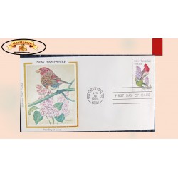 O) 1982 UNITED STATES - USA, NEW HAMPSHIRE, BIRD AND FLOWER, LILAC, FDC XF