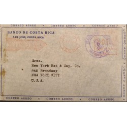 J) 1941 COSTA RICA, METTER STAMPS, POSTCARD, CIRCULATED COVER, FROM COSTA RICA TO NEW YORK