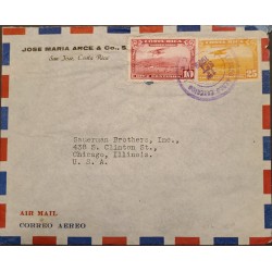 J) 1929 COSTA RICA, AIRPLANE OVER MOUNTAIN, MULTIPLE STAMPS, AIRMAIL, CIRCULATED COVER, FROM COSTA RICA TO CHICAGO