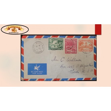 O) BRITISH GUIANA, KING GEORGE VI, STABROEK MARKET, GOLD MININD, PLOWING A RICE FIELD, AIRMAIL TO USA, XF