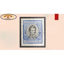 O) 1912 CHILE, PERFINS, O'HIGGINS, SCT 116 10c blue and blk, XF