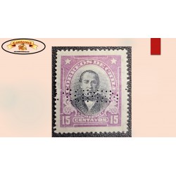 O) 1911 CHILE, SPECIMEN PERFINS, JOAQUIN PRIETO,  PRESIDENT, CIVIL WAR 1829 -1830, BATTLE OF LIRCAY, SCT 104 15c violet blk, XF