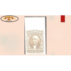 O) 1864 MEXICO, DIE PROOF HIDALGO, CARBOARD, SUNKEN, HIDALGO 4 reales brown, MNH