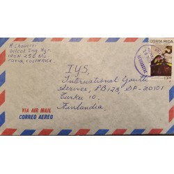 J) 1938 COSTA RICA, AEROPOSTALE, AIRMAIL, CIRCULATED COVER, FROM COSTA RICA TO FINLAND