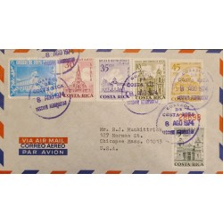 J) 1941 COSTA RICA, AIRPLALNE OVER CITY, AIRMAIL, CIRCULATED COVER, FROM COSTA RICA TO CHICAGO