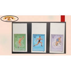 O) 1990 REPUBLIC DOMINICAN, IMPERFORATE, NATIONAL GAMES LA VEGA, CYCLING, RUNNING, BASKETBALL,  SPORT, SCT 1075-1077, MNH