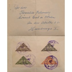 J) 1938 COSTA RICA, TRIANGLE, MULTIPLE STAMPS, AIRMAIL, CIRCULATED COVER, FROM COSTA RICA TO HAMBOURG