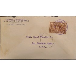 J) 1942 COSTA RICA, COCOS ISLANDS, SCHOOL, OPEN BY EXAMINER, MULTIPLE STAMPS, AIRMAIL, CIRCULATED COVER, FROM COSTA RICA TO USA