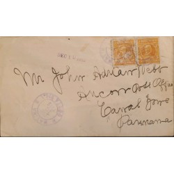 J) 1915 COSTA RICA, HORIZONTAL PAIR, MULTIPLE STAMPS, AIRMAIL, CIRCULAYED COVER, FROM COSTA RICA TO PANAMA