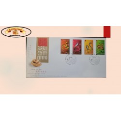 O) 2001 HONG KONG, YEAR OF THE SNAKE,SNAKES,CHINESE HOROSCOPE, CALENDAR, NEW YEAR 2001, FDC XF