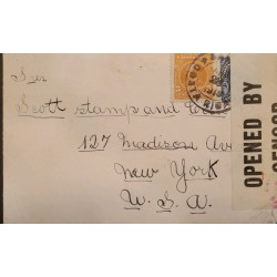 J) 1918 COSTA RICA, OPEN BY EXAMINER, CIRCULATED COVER, FROM COSTA RICA TO NEW YORK